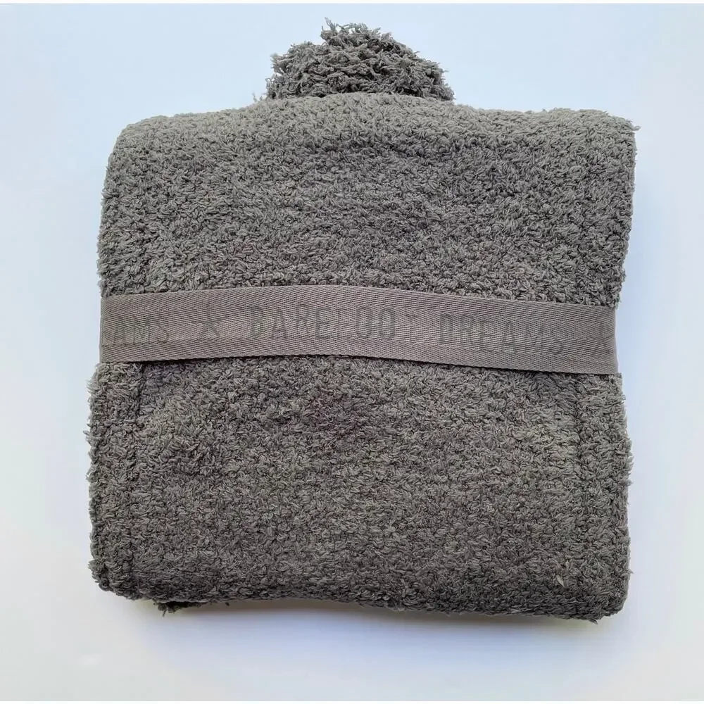 Barefoot Dreams Pom Pom Beanie and Scarf Set Cozychic Charcoal Grey NEW